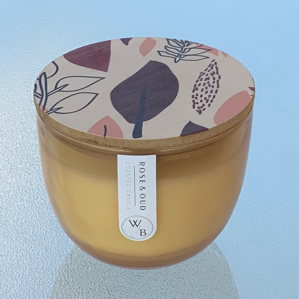 Rose & Oud Western Brook Scented Single Wick Beige Candle